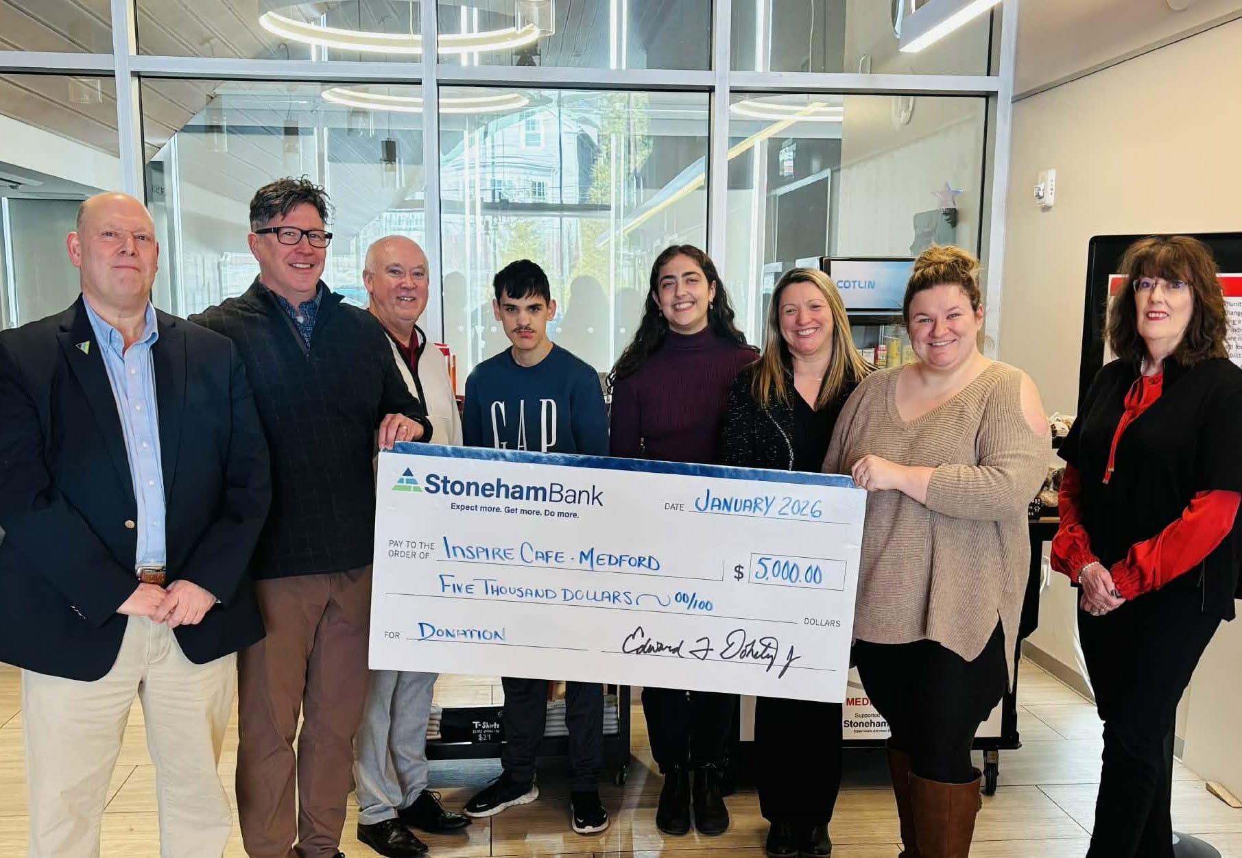 StonehamBank sponsors 2026  coffee cart at Medford library