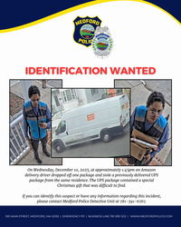 Medford Police seeking ID of suspect in theft of UPS package post image